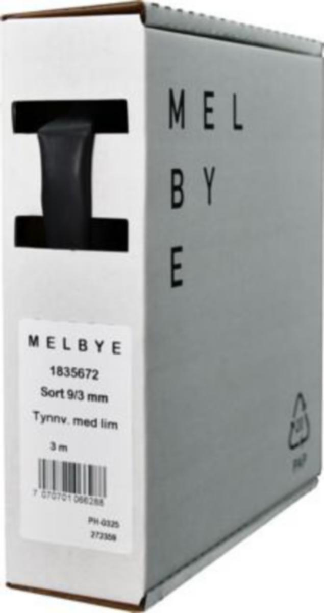 Krympeslange Melbye Tynnvegget, med lim, svart, i spoleboks