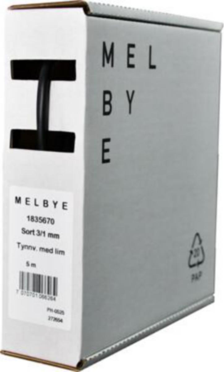 Krympeslange Melbye Tynnvegget, med lim, svart, i spoleboks
