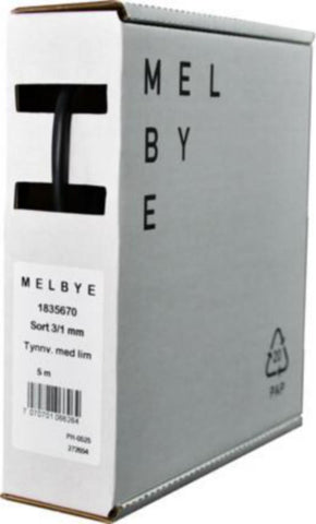 Krympeslange Melbye Tynnvegget, med lim, svart, i spoleboks