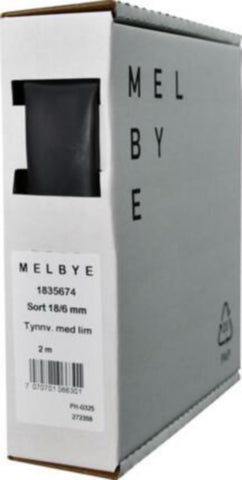 Krympeslange Melbye Tynnvegget, med lim, svart, i spoleboks