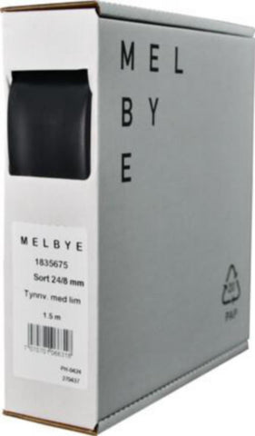 Krympeslange Melbye Tynnvegget, med lim, svart, i spoleboks