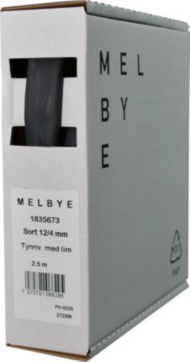 Krympeslange Melbye Tynnvegget, med lim, svart, i spoleboks