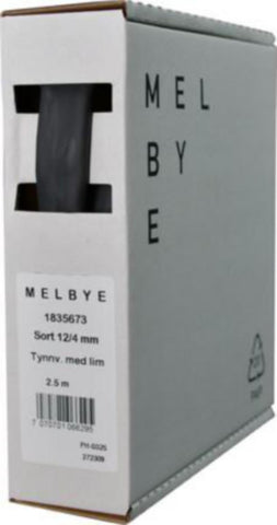 Krympeslange Melbye Tynnvegget, med lim, svart, i spoleboks