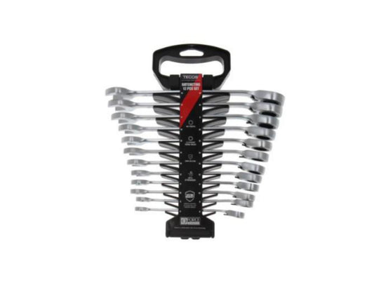 Fastnøkkelsett med skralle Tecos TGW819 12 deler, mm
