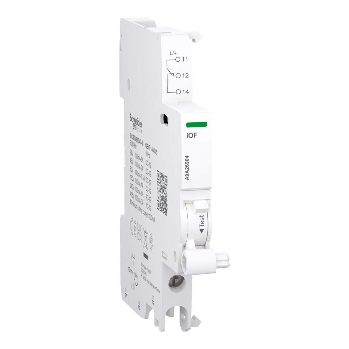 Acti9 hjelpekontakt - 1 vekselkontakt - standard - ikke for dobbeklemme - Schneider Electric