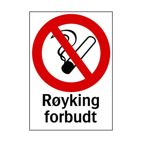 Skilt Systemtext "Røyking forbudt"