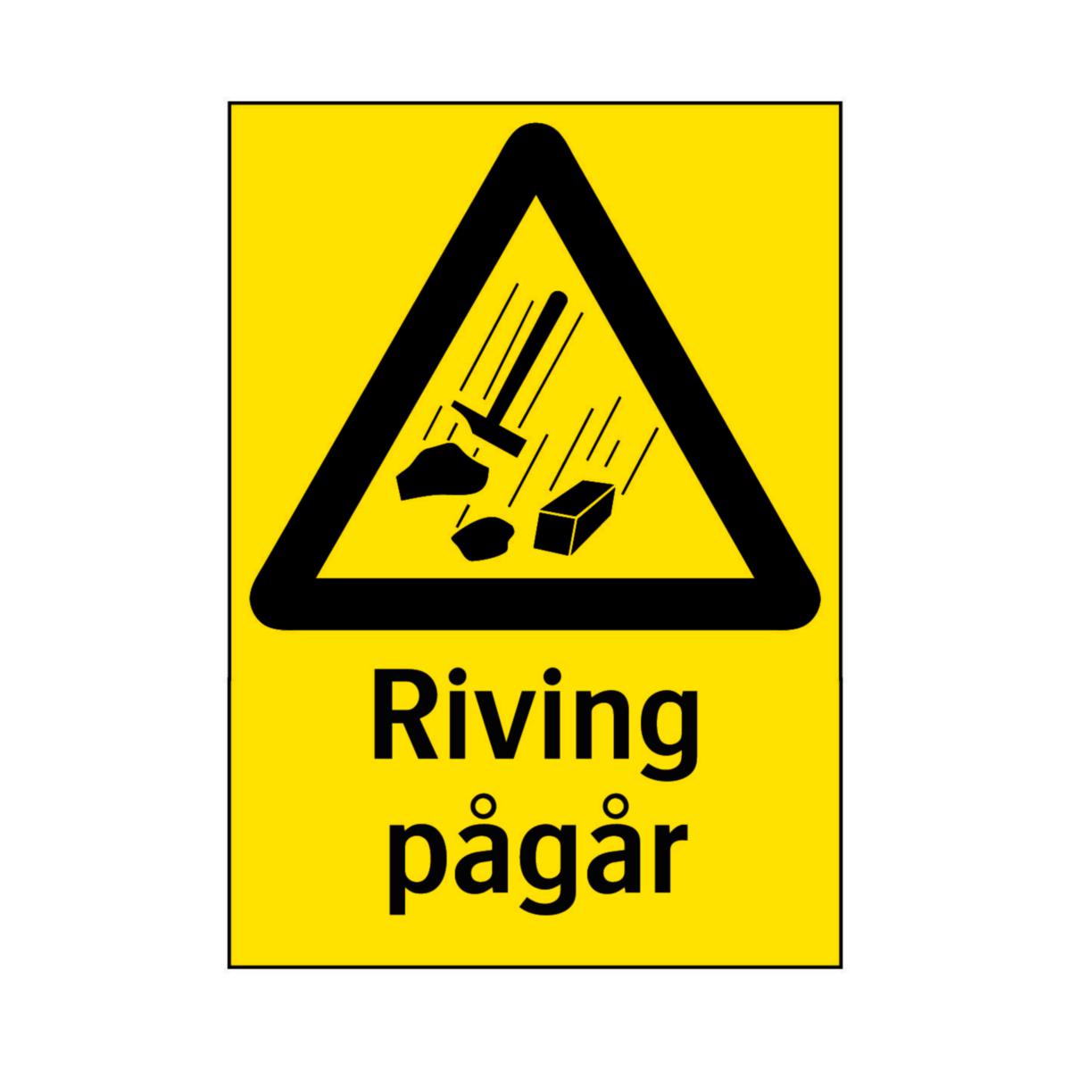 Skilt Systemtext "Riving pågår"