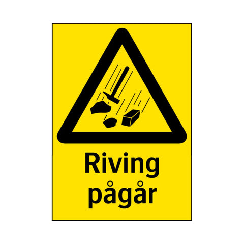 Skilt Systemtext "Riving pågår"