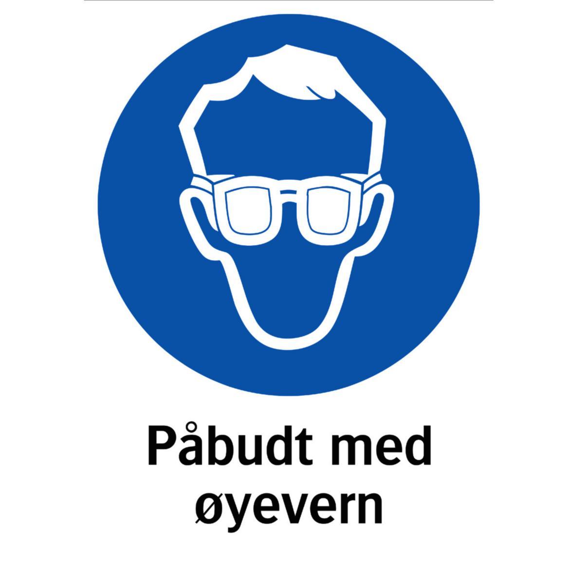 Skilt Systemtext "Påbudt med øyevern"