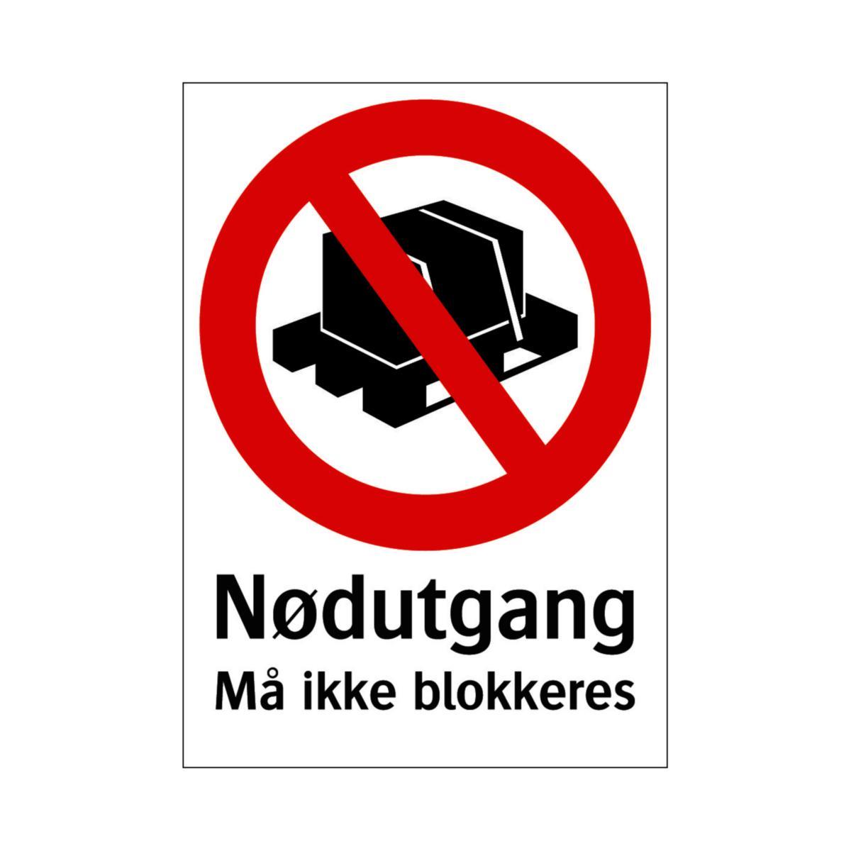 Skilt Systemtext "Nødutgang Må ikke blokkeres"