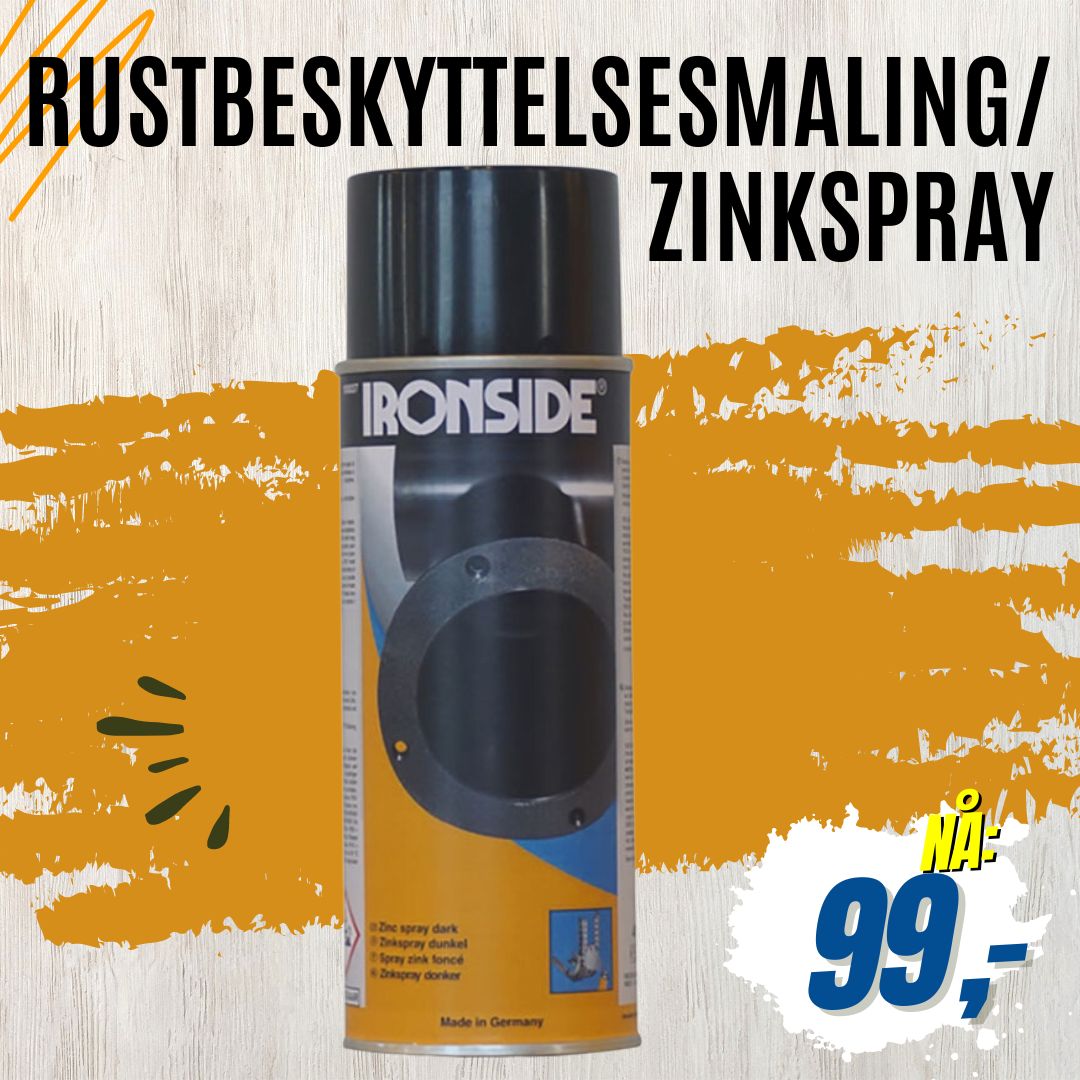 Rustbeskyttelsesmaling/ Zinkspray Ironside (377099)