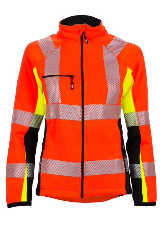 GJØVIK STRIKKET FLEECEJAKKE DAME RØD/SVART/GUL EN 20471 KLASSE 2