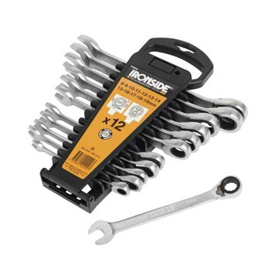 Skrallekombinøkkelsett Ironside 8-19mm 12 stk