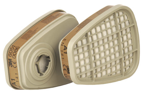3M GASSFILTER A1 FOR HALV OG HELMASKE, 4 PAR (6051)