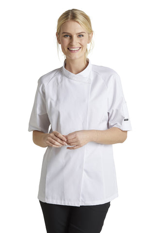 KENTAUR DAME KOKKE- SERVICEJAKKE KORT ERM HVIT (135004100101)