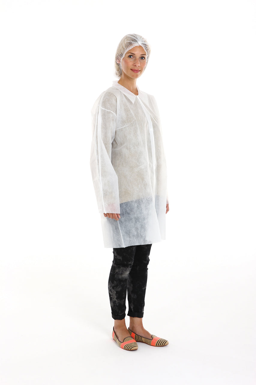 GJESTEFRAKK NON-WOVEN HVIT M/TRYKKNAPPER (07781)