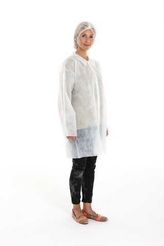 GJESTEFRAKK NON-WOVEN HVIT M/TRYKKNAPPER (07781)
