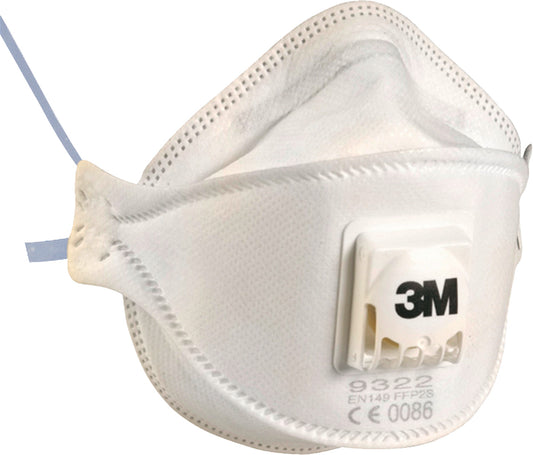 3M STØVMASKE FFP2 MED VENTIL SAMMENLEGGBAR, 10 STK (9322)